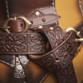 Leather fantasy belt, inspired in Boromir LOTR-Brown